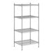 A Regency stainless steel wire shelving unit with four shelves.