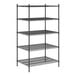 A Regency black metal wire shelving unit with 5 shelves.