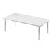 A white rectangular Correll activity table with silver legs.
