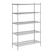 A Regency stainless steel wire shelving unit with five shelves.