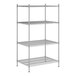 A Regency chrome wire shelving unit with four shelves.