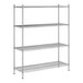 A wireframe of a Regency stainless steel shelving unit with 4 shelves.