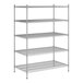 A Regency chrome wire shelving unit with five shelves.