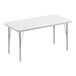 A white rectangular Correll activity table with silver metal legs.