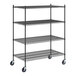 A Regency black wire shelving starter kit with 4 shelves.