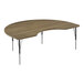 A Correll Kidney-shaped Activity Table with a hickory top and black legs.