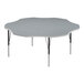 A Correll gray activity table with black legs and gray T-mold.