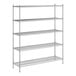 A wireframe of a Regency stainless steel shelving unit with 5 shelves.