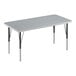 A rectangular Correll activity table with a gray top and black legs.