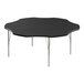 A black rectangular Correll activity table with silver legs.