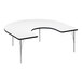 A white Correll horseshoe-shaped activity table with silver metal legs.