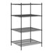 A black wire Regency shelving unit with four shelves.