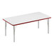 A white rectangular Correll activity table with a red edge.
