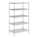 A wireframe of a Regency stainless steel wire shelving unit with 5 shelves.