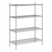 A Regency stainless steel wire shelving unit with four shelves.