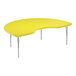 A yellow Correll activity table with a curved top and silver legs.