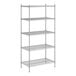 A wireframe of a Regency stainless steel shelving unit with five shelves.