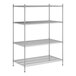 A wireframe of a Regency stainless steel shelving unit with shelves.