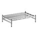 A Regency stainless steel dunnage rack with a wire mat and metal frame.