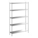 A Regency stainless steel shelving unit with four shelves.