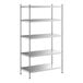 A Regency stainless steel shelving unit with four shelves.