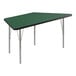 A green rectangular Correll activity table with black edges and silver legs.