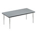 A rectangular grey Correll activity table with silver legs.