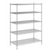 A Regency stainless steel wire shelving unit with five shelves.