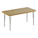 A Correll rectangular activity table with silver metal legs and a wood top with T-mold.
