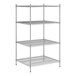 A Regency stainless steel wire shelving unit with four shelves.