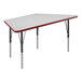 A white trapezoid activity table with a red edge.