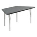 A grey rectangular Correll activity table with silver legs.