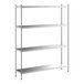 A Regency stainless steel shelving unit with four shelves.