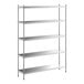 A Regency stainless steel shelving unit with five shelves.