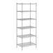 A wireframe of a Regency stainless steel wire shelving unit with six shelves.