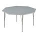 A gray Correll activity table with silver legs and gray T-mold.