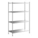 A Regency stainless steel shelving unit with four shelves.