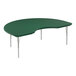 A green kidney-shaped activity table with silver legs.