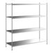 A Regency stainless steel shelving unit with four shelves.