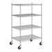A Regency stainless steel wire shelving unit with four shelves.