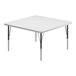 A white square Correll activity table with black legs.