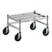 A Regency stainless steel wire dunnage rack on wheels.