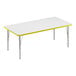 A white rectangular Correll activity table with a yellow edge.