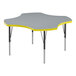 A gray Correll activity table with a gray top and yellow trim.