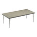 A rectangular Correll activity table with metal legs and a black edge.