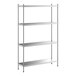 A Regency stainless steel shelving unit with four shelves.