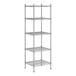 A wireframe of a Regency stainless steel shelving unit with four shelves.