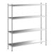 A Regency stainless steel shelving unit with four shelves.