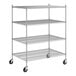 A Regency stainless steel wire shelving unit with four shelves.