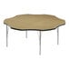 A Correll Flower Fusion Maple activity table with silver legs and black edge.